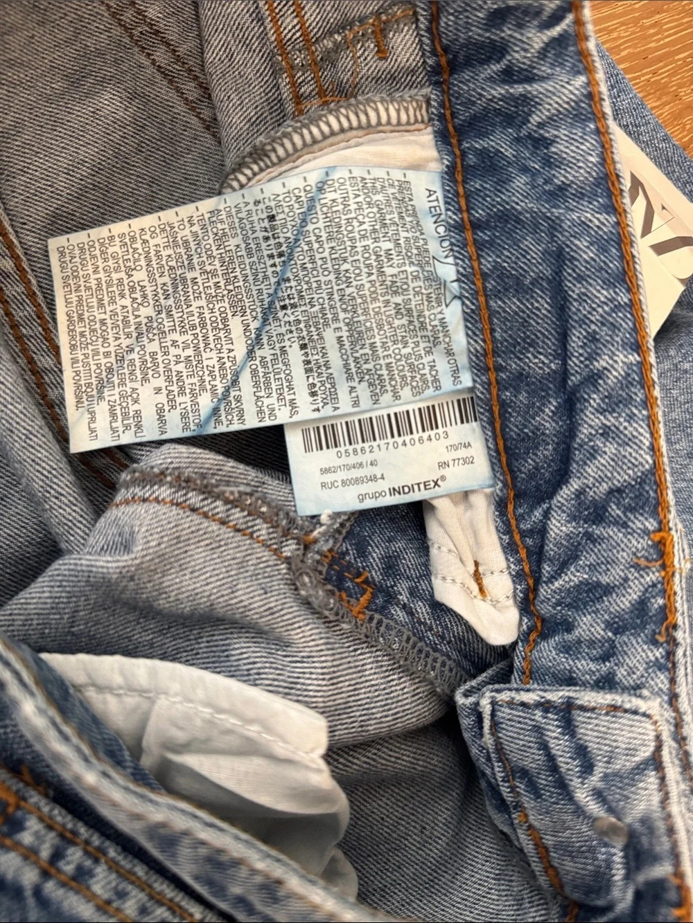 Zara High Rise Wide Leg Jeans Medium Blue Wash NWT Size 8 - Picture 4 of 7